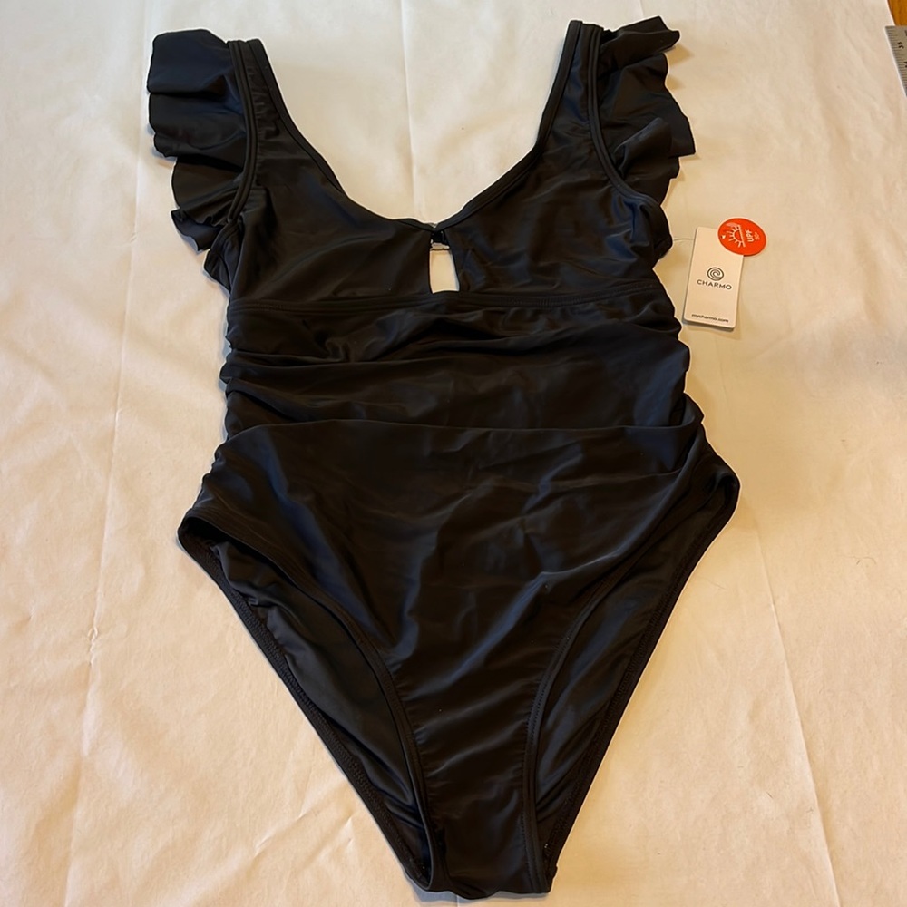 Ladies Large Black 1 piece swimsuit #34p